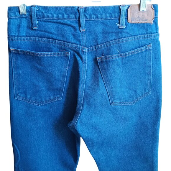 32x30 Vintage Jeans Plain Pockets Denim 1980's Bootcut Flare Hippy Boho - Picture 5 of 9
